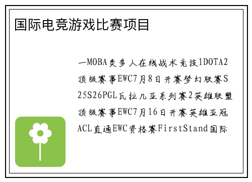 国际电竞游戏比赛项目